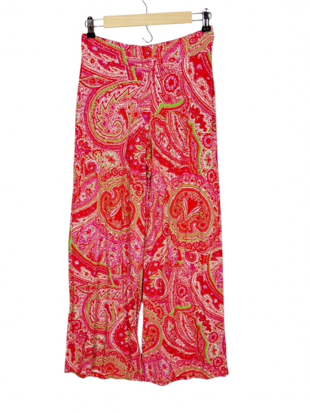 Lauren Ralph Lauren Pants XS Jersey Knit Palazzo Paisley Wide Leg Pull On - Picture 2 of 4